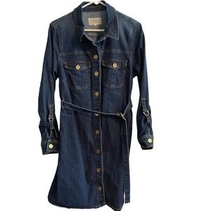 Eloquii Belted Denim Shirt Dress Gold Accents Size 14